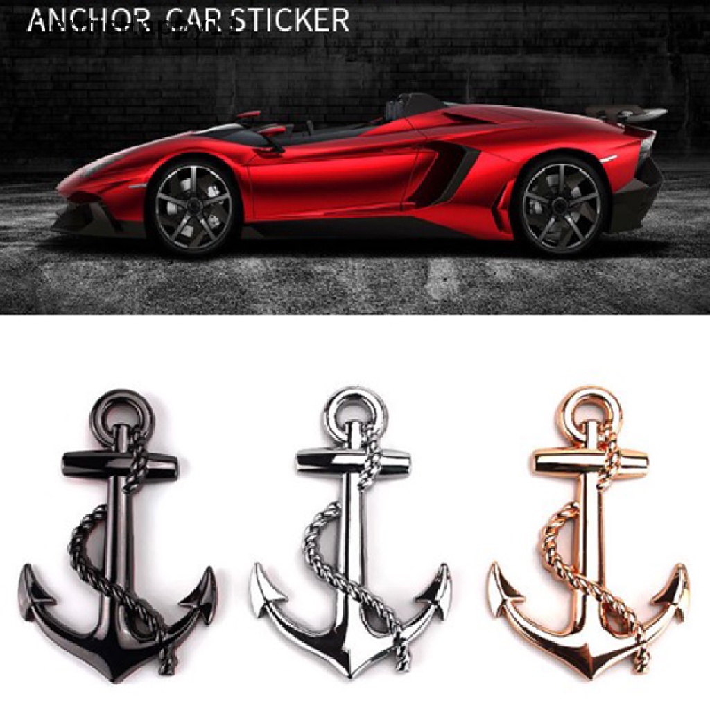 Gentlehappy 1PC Pengait Jangkar Perahu Navy Emblem Grill Cross Badge Kapal Bajak Laut Body Mobil Stiker id