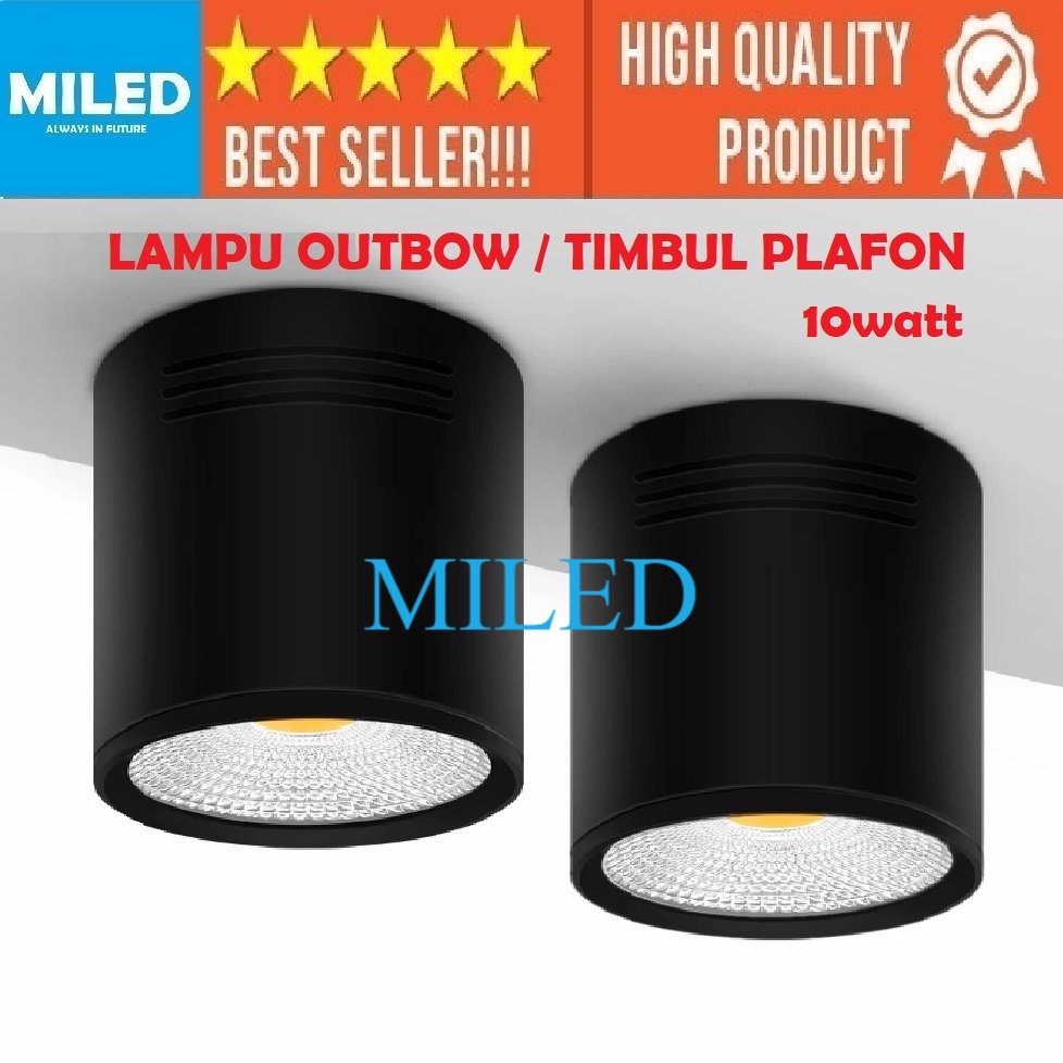 DOWNLIGHT OUTBOW LED 10 WATT / LAMPU PLAFON TIMBUL BENTUK BULAT COVER HITAM / LAMPU TERAS / LAMPU KA