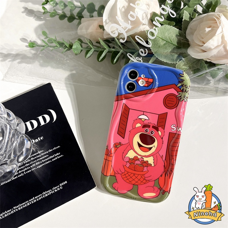 IPHONE Casing Kompatibel Untuk Iphone14 13 12 11 Pro Max X Xr Xs Max8 7 6 6s Plus SE 2020 Imut Strawberry Bear Kartun Ponsel Case Bumper Shockproof Silikon Soft Case Cover Pelindung