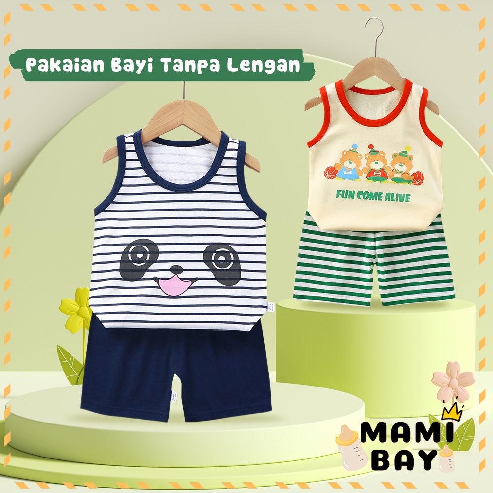 OKEYI Setelan Singlet Bayi Lucu Baju Bayi Tanpa Lengan Baju Bayi Setelan 0-18 Bulan