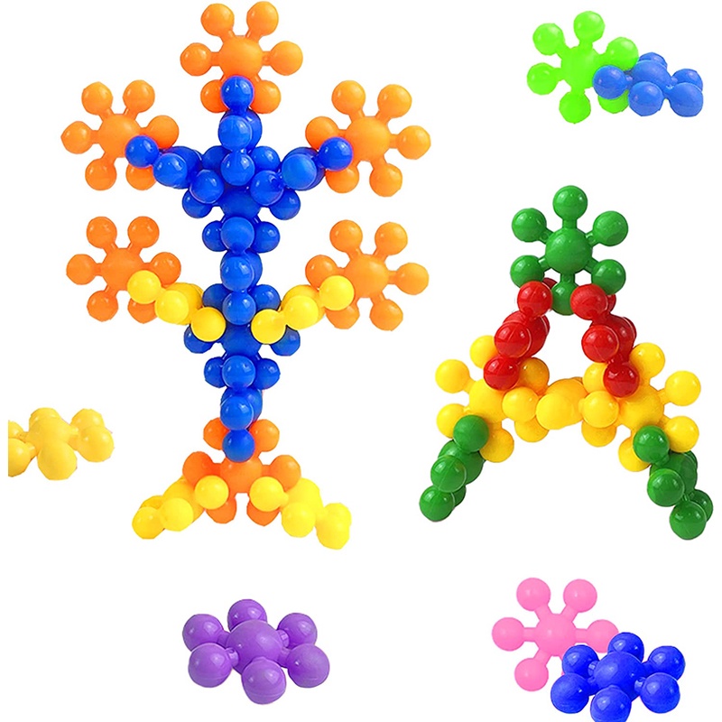 100biji Kreatif 3D Plum Blossom Snowflake Blok Bangunan Puzzle Anak Batang Mainan Edukasi Set