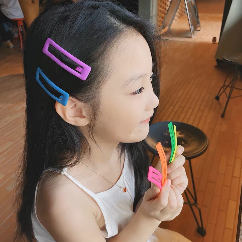 Gaya Korea Fashion Neon Frosted Warna Persegi Panjang Klip BB Wanita Gadis Anak Manis Lucu Poni Samping Jepit Rambut Aksesoris Rambut