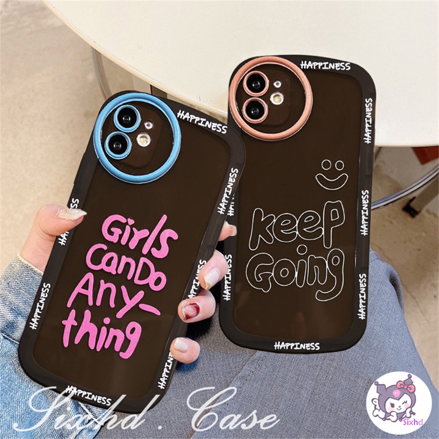 Redmi 12C 10C 10A 10 9C 9T Redmi Note 12 11 11s 10 9 8Pro 9A 9 A1 A1+Xiaomi 11 Lite 12T 11TPro Mi Poco M3 X3Pro NFC Oval Penutup Kamera Simple Ins Inggris Couple Soft TPU Case