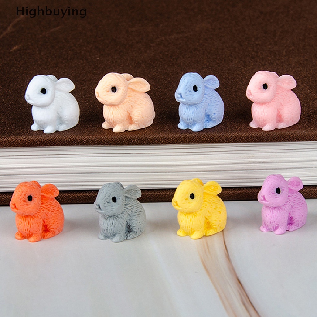 Hbid 5pcs Kelinci Lucu Paskah Ornamen Miniatur Kerajinan Resin Mini Bunny Taman Ornamen Rumah Boneka Miniatur Rumah Kantor Desktop Decor Glory