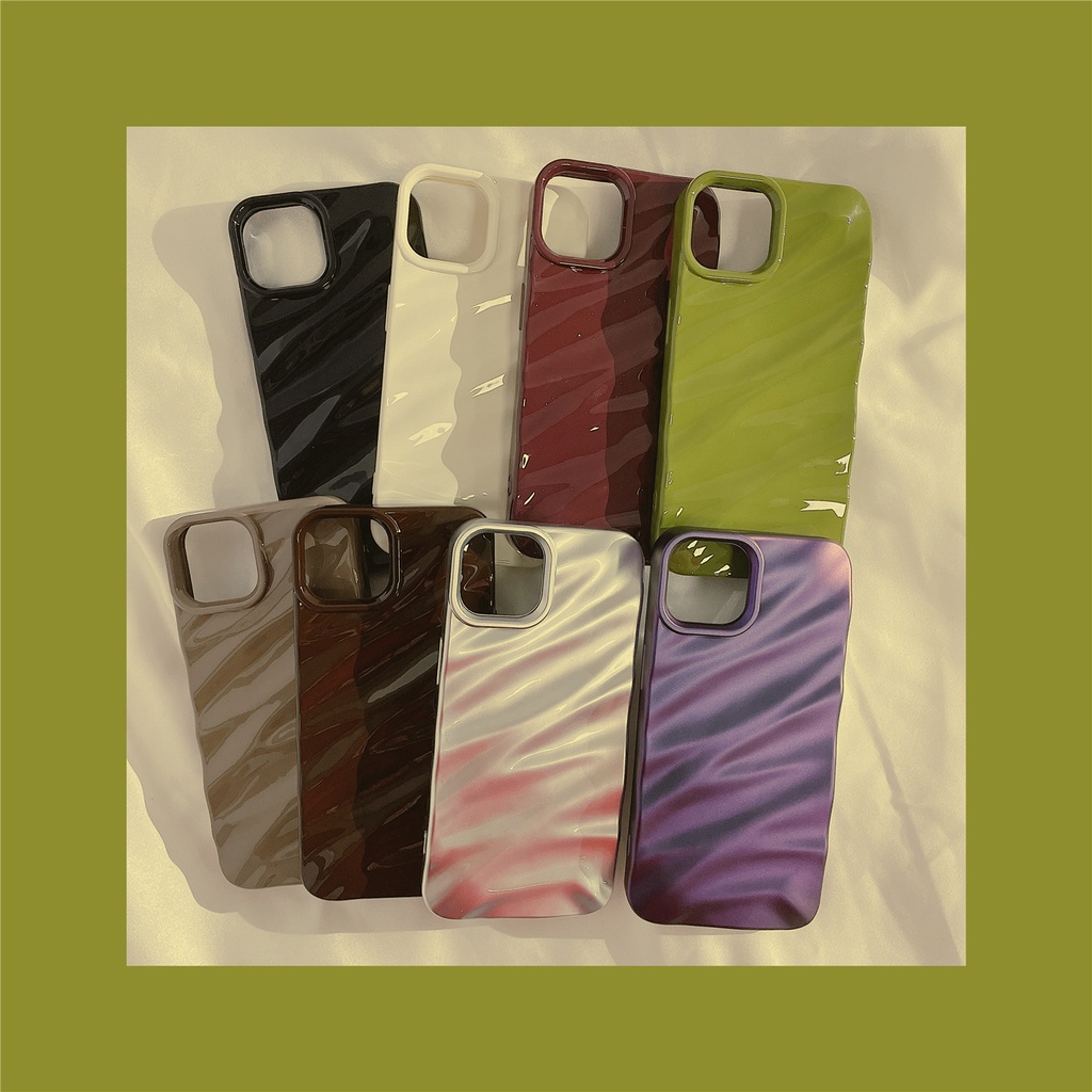 High Grade Ins Ungu Tiga Dimensi Lipit Gelombang Bumper Casing Shockproof Phone Case Untuk Iphone 11 Pro Max 12 13 14 Pro Max XR Xs Max7 8plus 13Promax Non-slip Cover