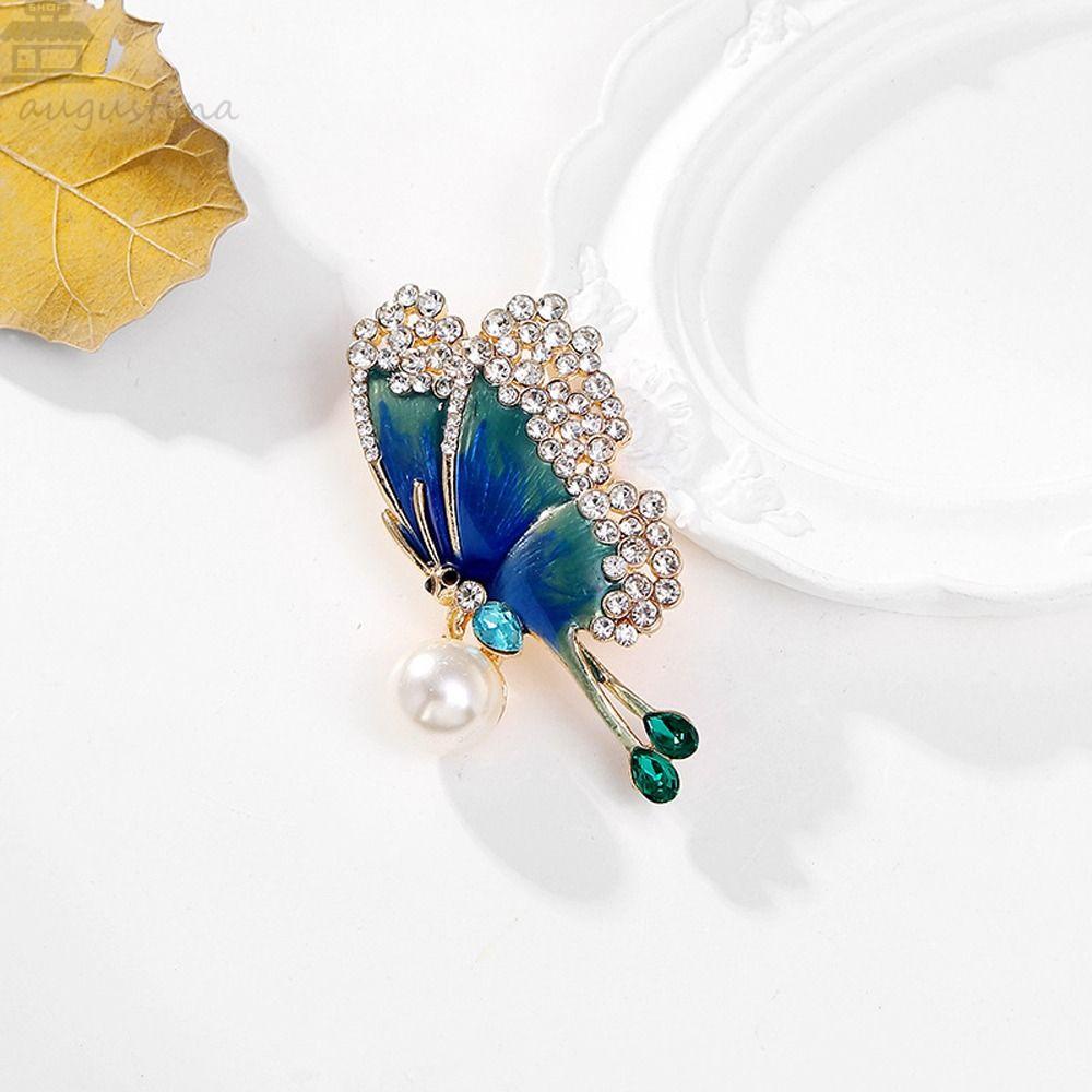 Agustina Wanita Bros Trendi Halus Kupu-Kupu Gadis Hadiah Setelan Kerah Pin Berlian Imitasi Alloy Aksesori Pakaian