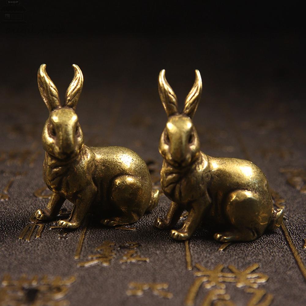 Augustina Tembaga Kelinci12 Zodiak Retro Zodiak Patung Kuningan Padat Miniatur Ornamen Dekorasi Rumah