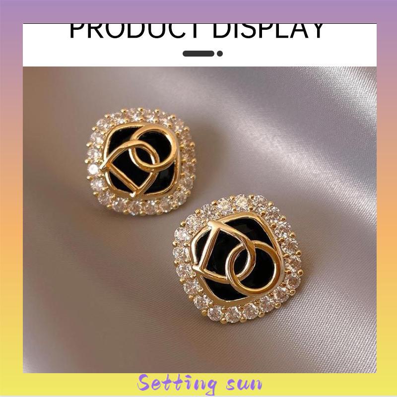 Anting pin perak S925 dengan Huruf zirkonia Anting pejantan berdesain persegi TN