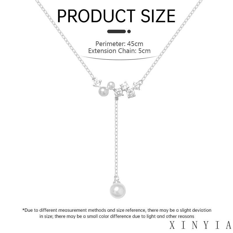 【Bayar di tempat】2023 Gaya Baru Korea Berlian Bertatahkan Tulang Selangka Rantai Rumbai Mutiara Imitasi Kalung Wanita Desain Mewah Ringan