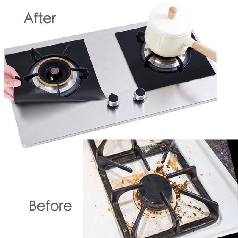 4pcs/set Tatakan Kompor Gas Penutup Pelindung Kompor Reusable Stovetop Burner Protector Aksesoris Dapur Mat Cooker Cover