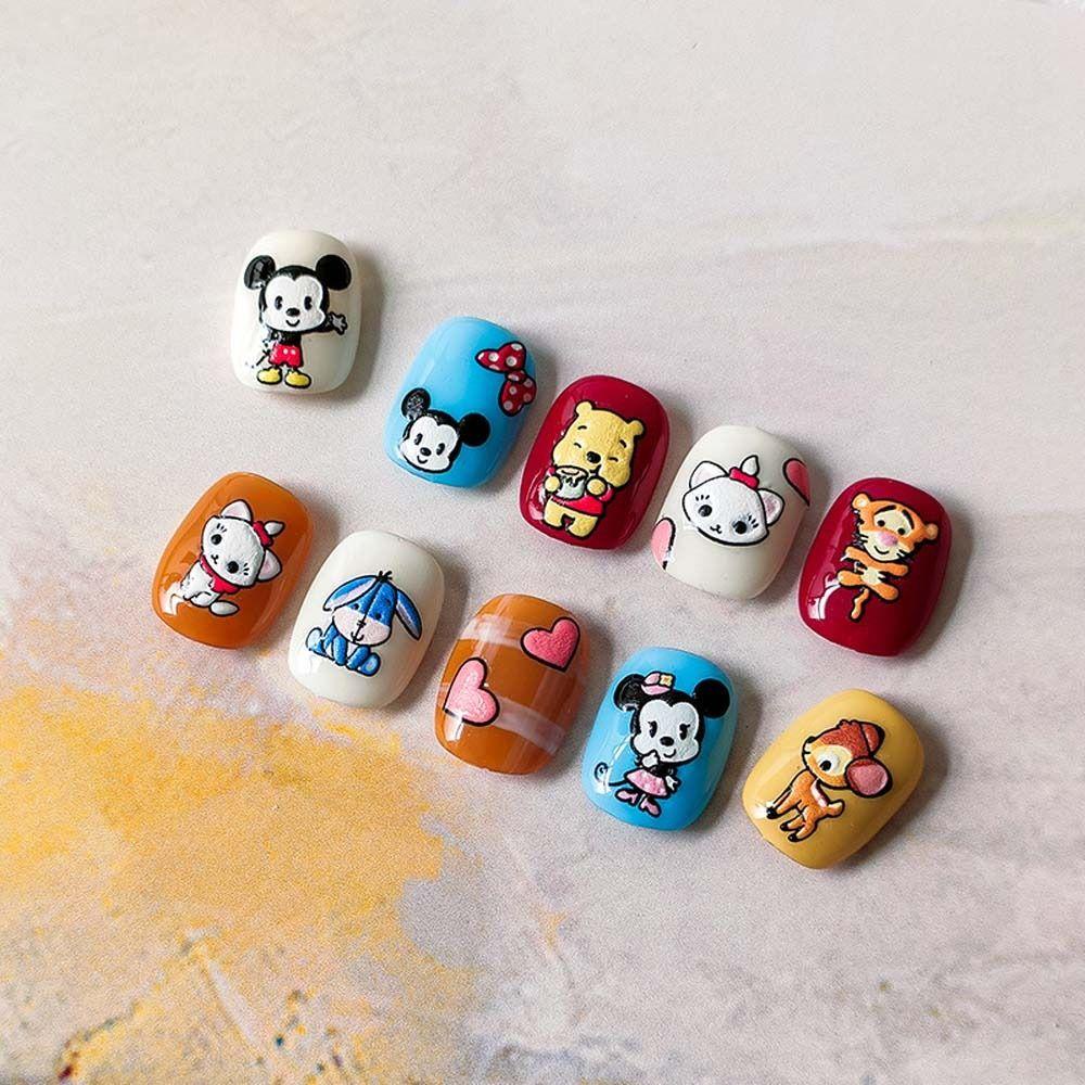 Mxbeauty Kartun Stiker Kuku Wanita Fashion Kucing Pony Mickey Mouse Self Adhesive Dekorasi Kuku