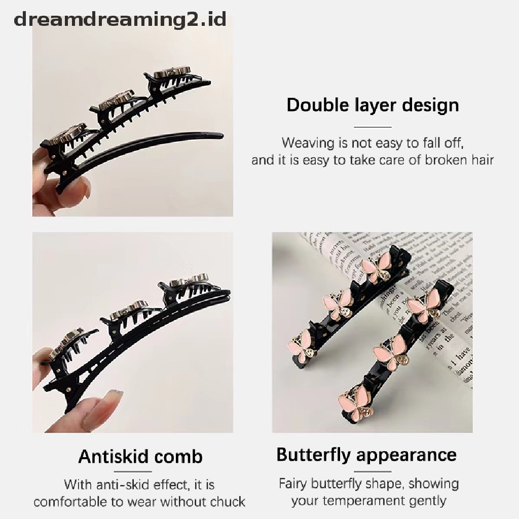 (dream) Poni Klip Rambut Hiasan Kepala Double Layer Braided Hair Clip Rambut Rusak Klip Tetap Fashion Jepit Rambut Aksesoris Rambut Tetap Headband Hairpin//