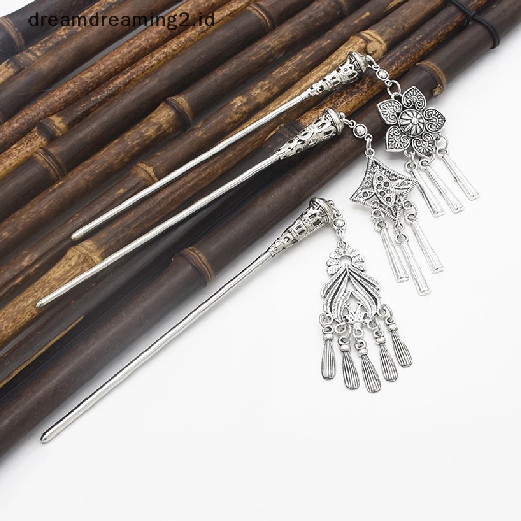 (dream) Hanfu Wanita Hiasan Kepala Gaya Kuno Jepit Rambut Hanfu Aksesoris Rambut Rumbai Manik-Manik Menjuntai Rambut Perhiasan Rambut Bezel Rantai Rambut//