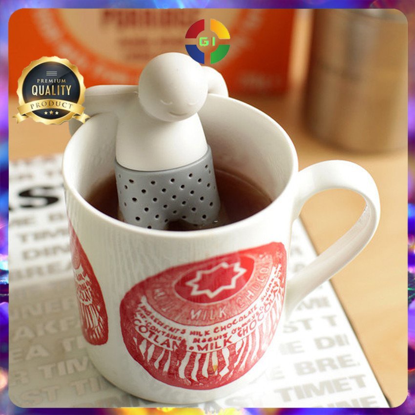 Saringan Teh karakter Tea Filter Infuser Filter Strainer Chilling Man Gray