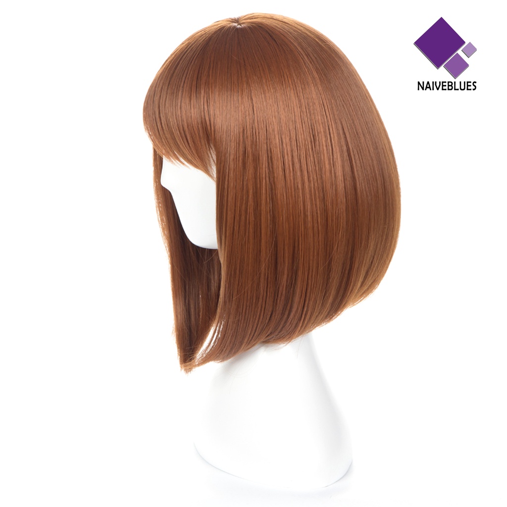 &lt; Naiveblues &gt; Fashion Wanita Pendek Lurus Rambut Sintetis Bobo Wig Pesta Sopak