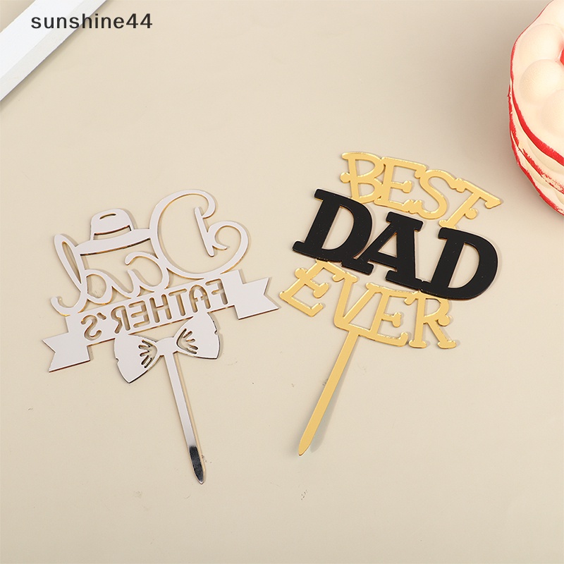 Sunshine Hiasan Kue Pesta Hari Ayah Gold Hitam Akrilik Daddy Birthday Cake Topper ID