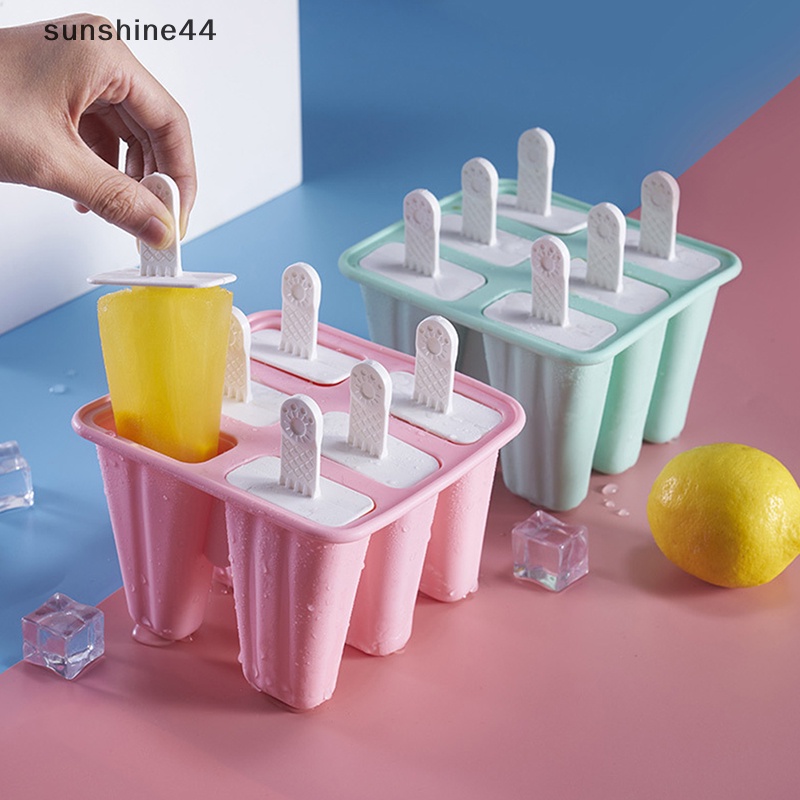 Sunshine Cetakan Silikon Es Krim 6lubang Untuk Es Loli Cetakan Es Batu DIY Permen Alat Baking ID