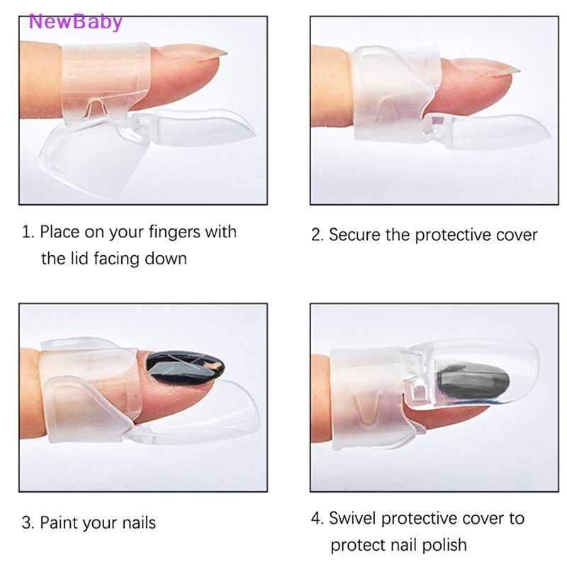 Newbaby 10pc Klip Pelindung Kutek Caps Art Tool Manicure Penutup Jari Plastik ID