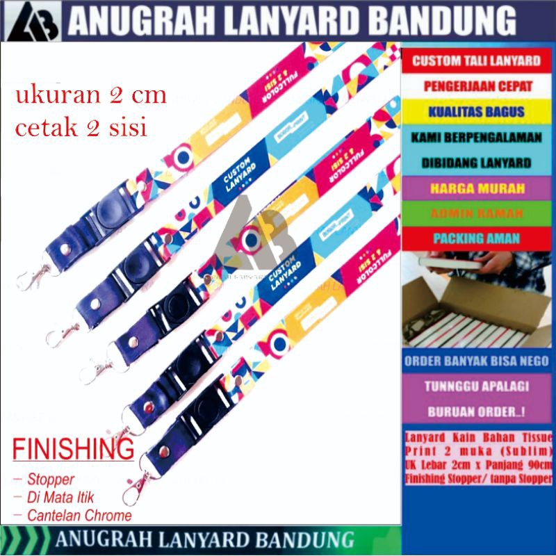 

Promo CETAK TALI LANYARD ID CARD CUSTOME PRINTING 2 CM /LANYARD ID CARD PRINTING DESAIN BEBAS,BISA SATUAN yang berkualitas