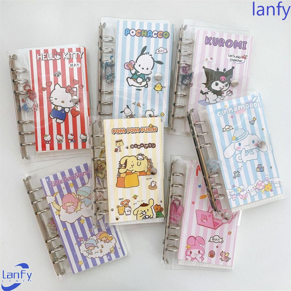 Lanfy Binder Notebook Kantor Perlengkapan Sekolah Kuromi A6 Size Cinnamoroll Dengan Liontin Spiral Note Book