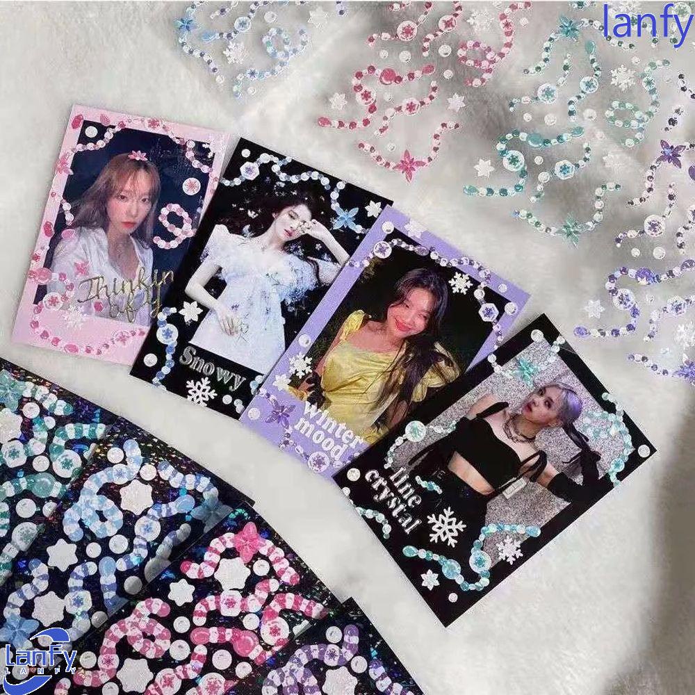 Lanfy Stiker Laser Dekorasi Telepon Handbook Stiker Komputer Stiker Handphone Stiker album Foto Dekorasi BlingBling Idola Card Stickers