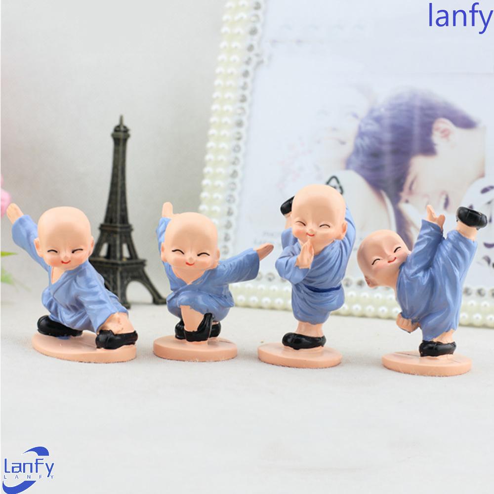 4pcs Ornamen Miniatur Biksu Kecil Bahan Resin Untuk Dekorasi Rumah