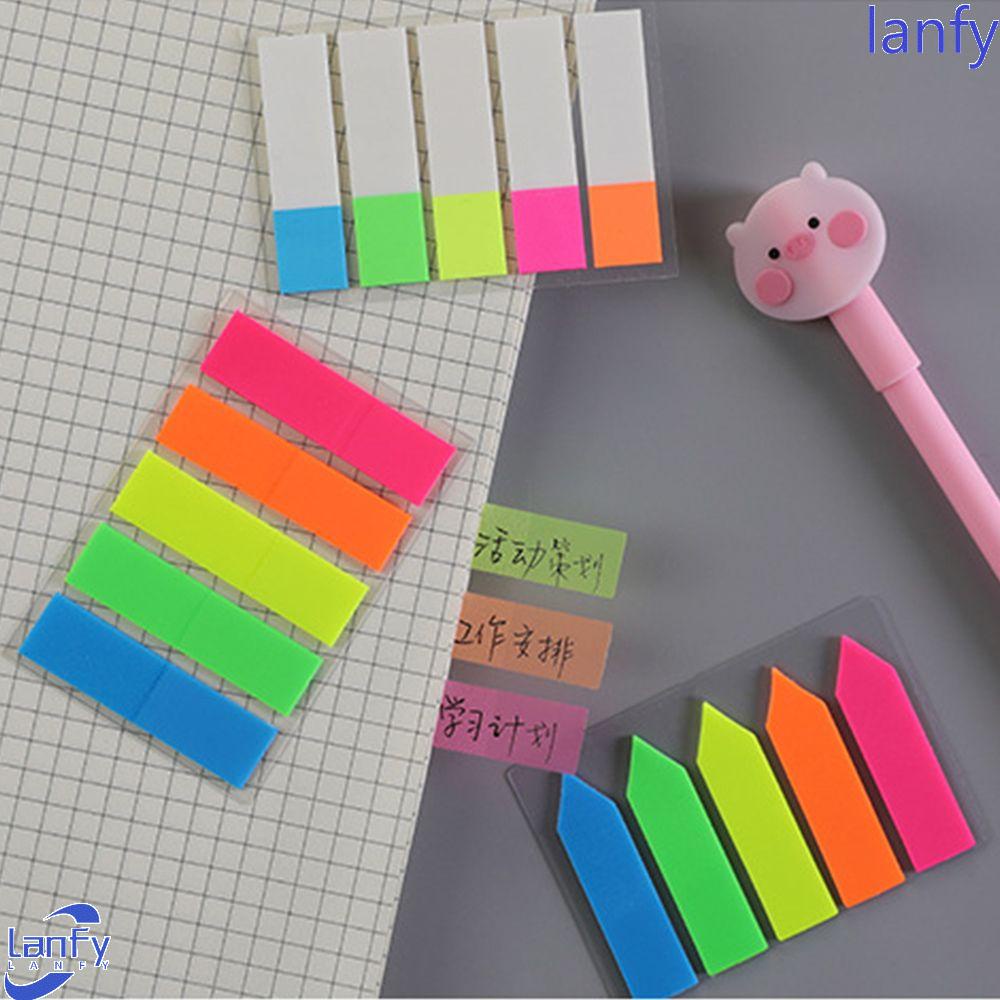 Lanfy Fluorescent Memo Pad Kantor Perlengkapan Sekolah Kertas Neon Memo Sticker Paper Colored Memo Pad