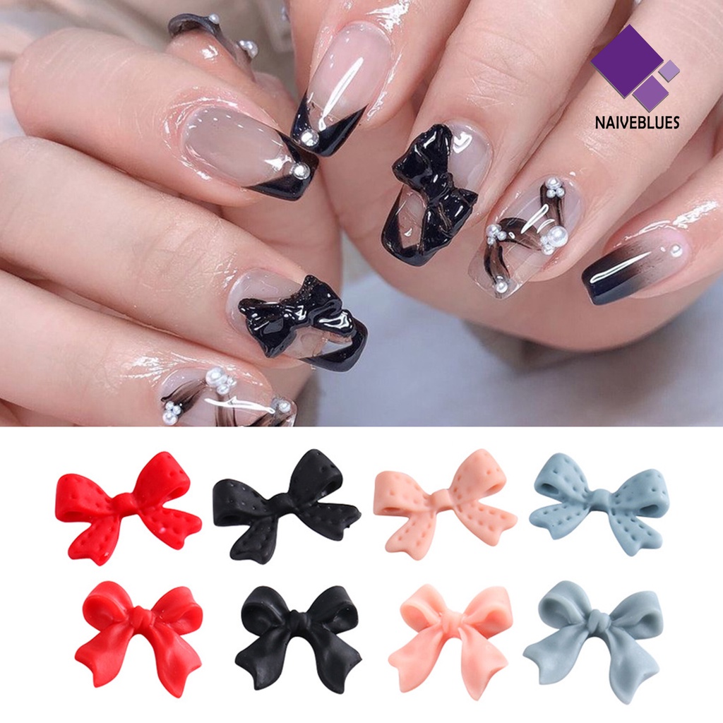 [naiveblues] 20pcs/set Dekorasi Ikatan Simpul Kuku Frosted Efek 3D Resin Art Dekorasi Ornamen Warna-Warni Untuk