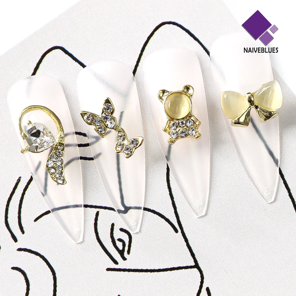 [naiveblues] 10pcs/set Ornamen Paduan Kuku Berbagai Bentuk Tidak Luntur AB Vintage Series Art Charms Metal