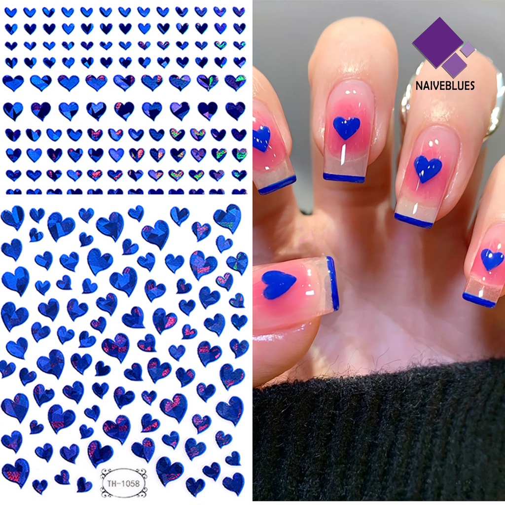 [naiveblues] Stiker Jantung Kuku Tidak Luntur Perekat Diri Tidak Jatuh Removable DIY Valentines Day Nail Lover Lucu