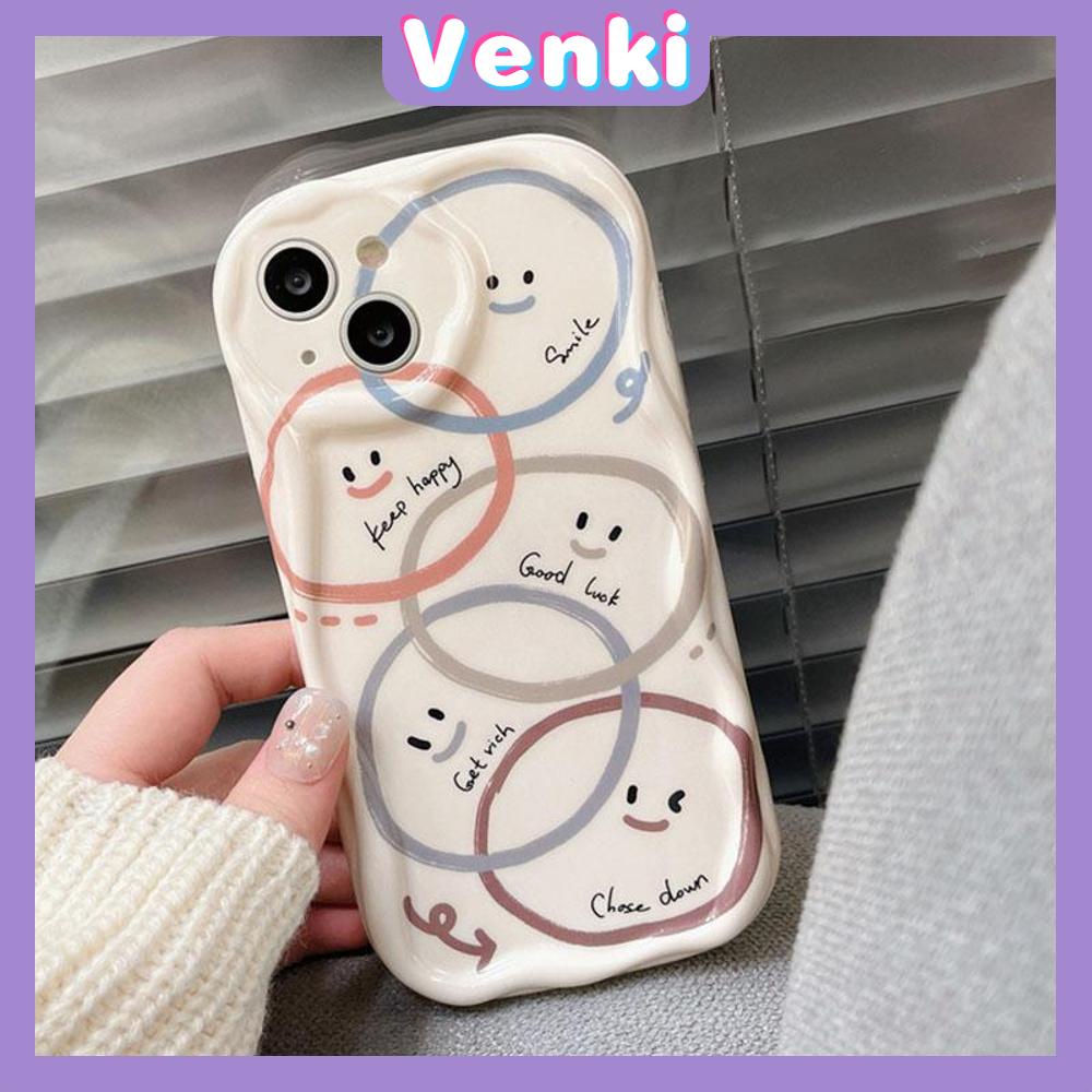 Venki - For iPhone 14 pro max Soft Case TPU Wavy Edge Smile White Phone Case Camera Protection Shockproof Compatible with iPhone 13 Pro max 12 Pro Max 11 xr xs max 7 8 Plus