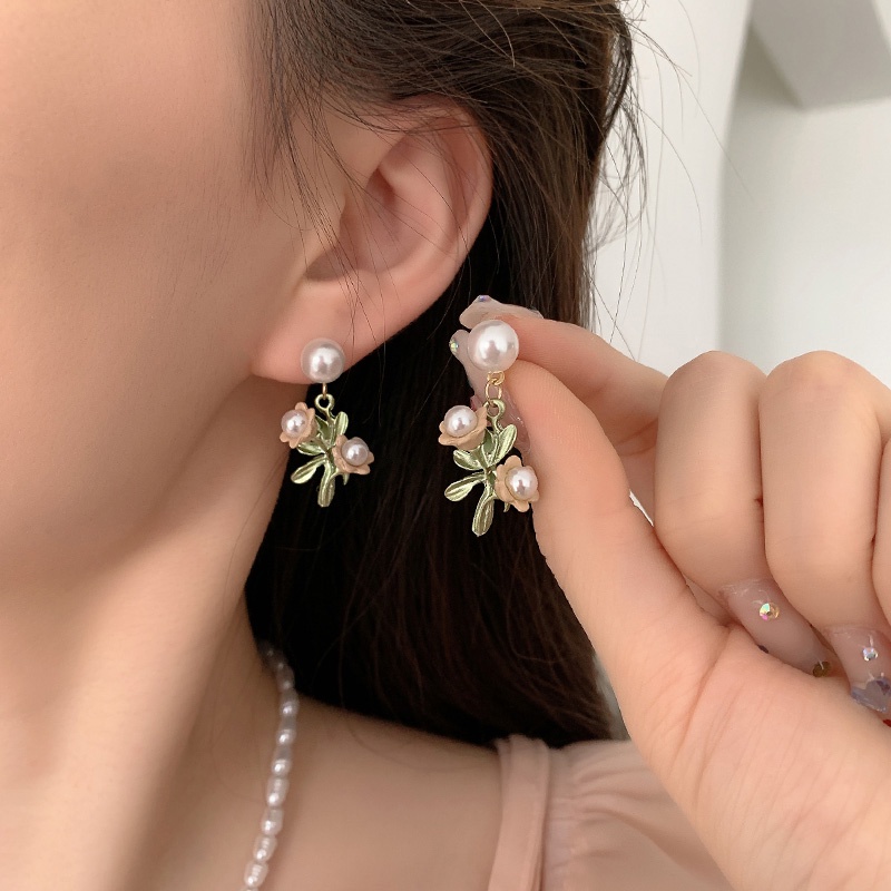 Anting Temperamen Bunga Mutiara Gaya Baru Jepang Korea Anting Fashion Unik Sederhana