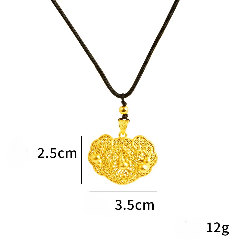 Goldkingdomdom Aksesoris Perhiasan Fashion Ready Stock Kalung Liontin Labu Kerawang Lapis Emas Menarik Untuk Menyesuaikan Kabel Hitam