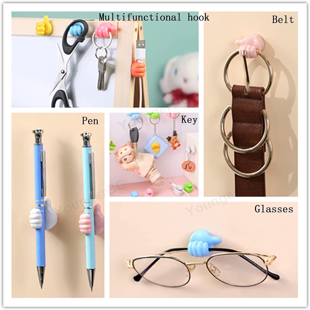 Klip Kabel Multifungsi Organizer Kait Jempol Wall Hook Cable Management Desktop Cord Holder Wire Wall Hooks Gantungan Penyimpanan