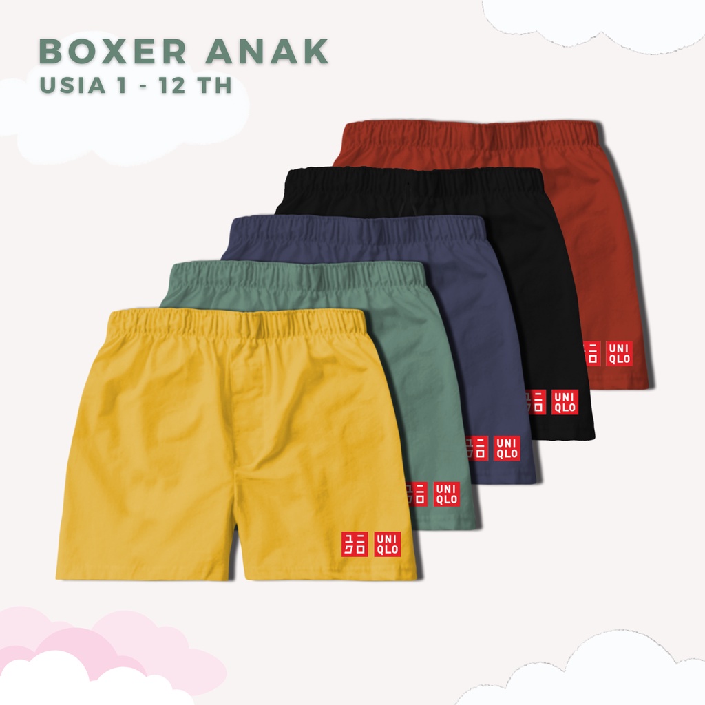 Boxer anak laki laki dan perempuan| Celana pendek boxer anak-anak unisex|  Pakaian dalam boxser umur 1 sd 12 tahun| Celana dalam kolor bokser| Boxer pantai bahan katun import untuk anak balita dan tanggung - SEA028