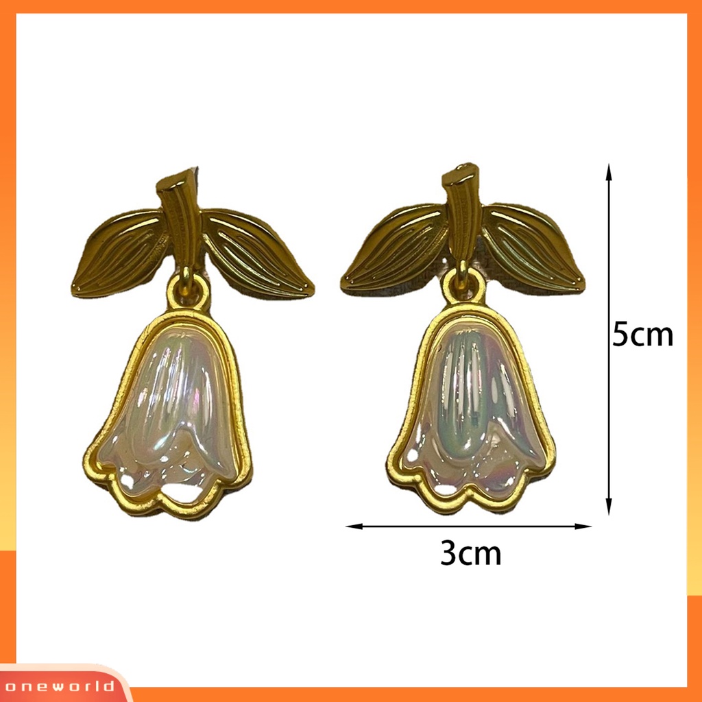 [EONE] 1pasang Drop Earrings Golden Leaves Elegan Medieval Peri Bunga Wanita Stud Earrings Fashion Jewelry