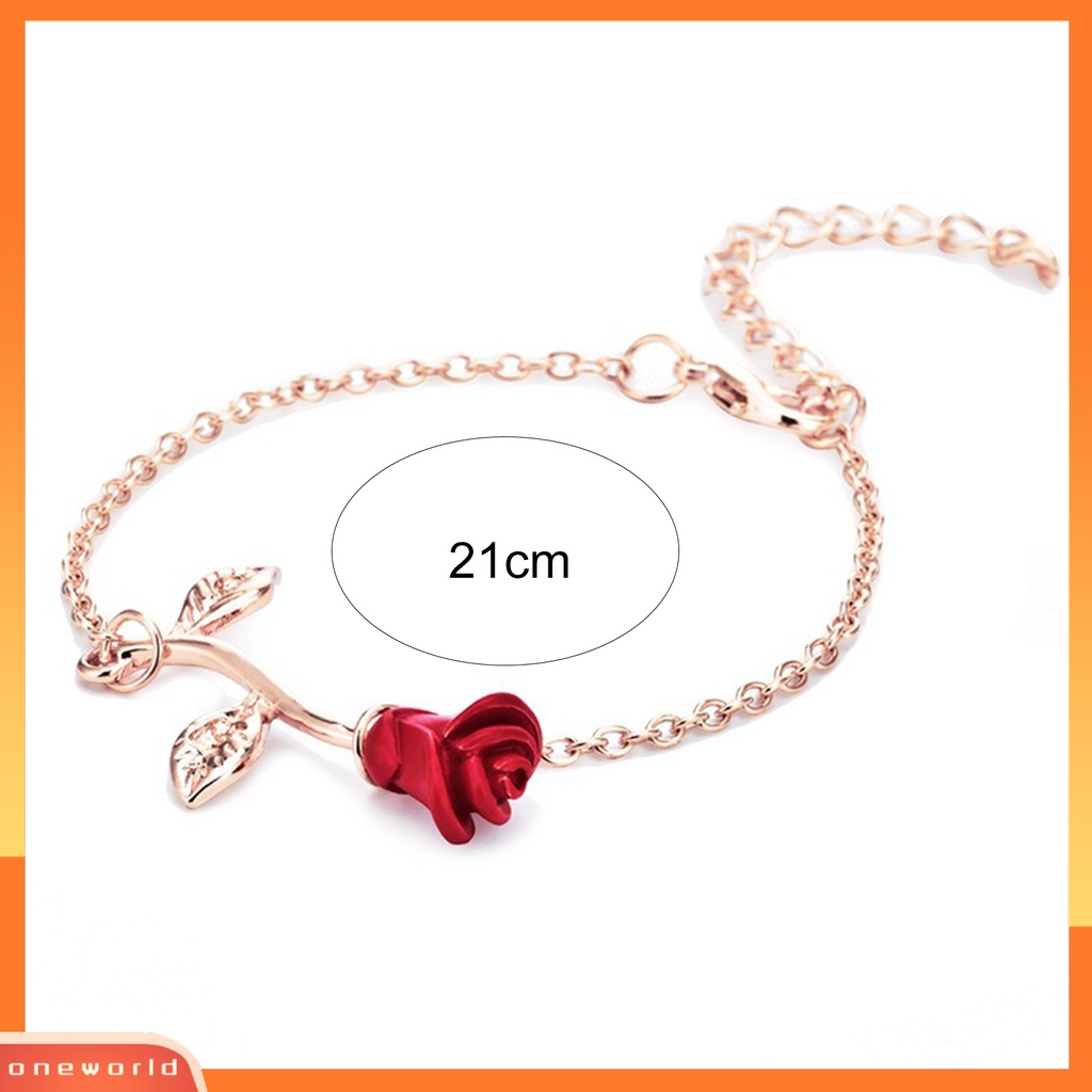 [EONE] Wanita Gelang Rose Adjustable Rantai Perhiasan Electroplating Tahan Lama Bracelet Untuk Pesta