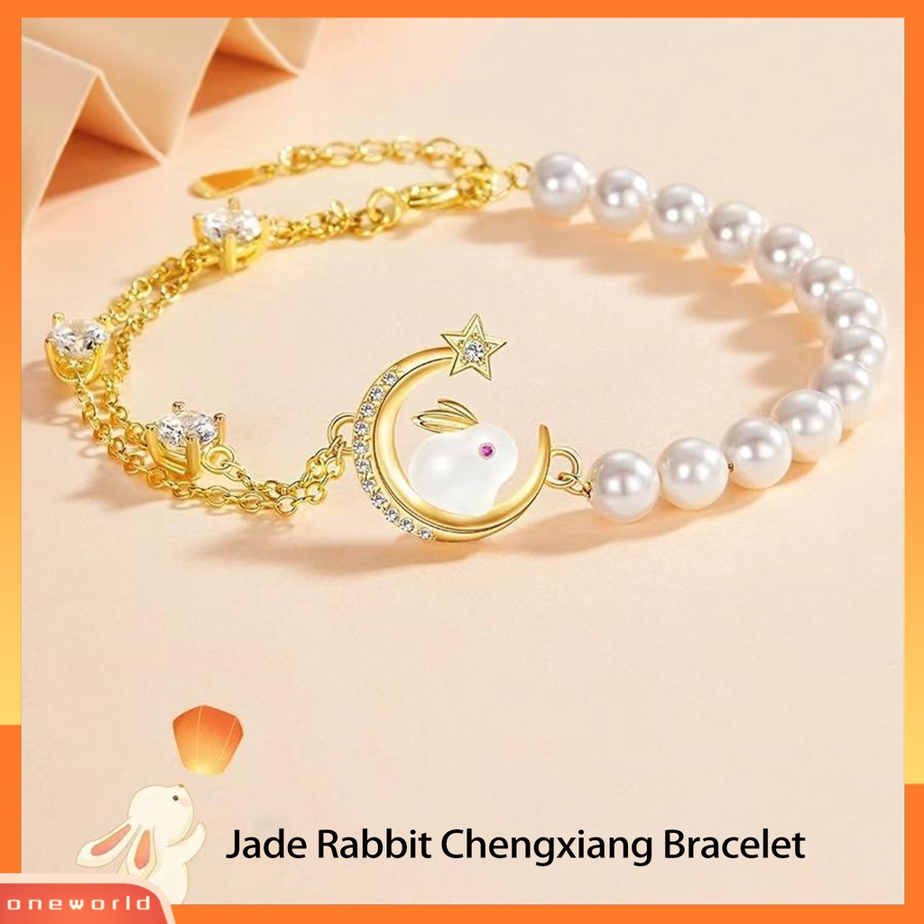 [EONE] Wanita Gelang Zodiak Desain Tidak Teratur Mutiara Imitasi Dekorasi Mengkilap Hias2023Tahun Kelinci Rabbit Bracelet Perhiasan Aksesoris