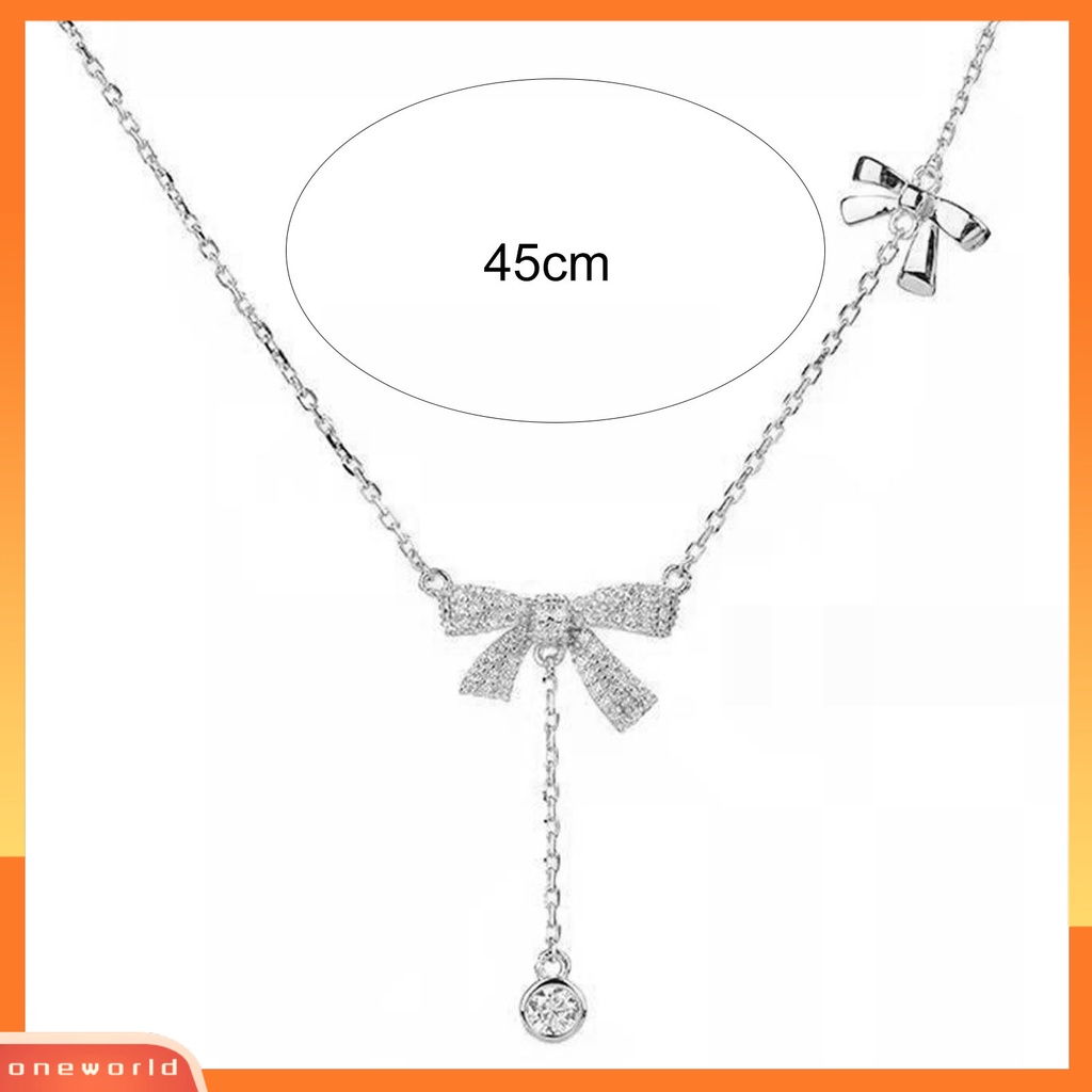 [EONE] Wanita Kalung Busur Rumbai Perhiasan Gaya Korea Cubic Zirconia Necklace Untuk Perjamuan