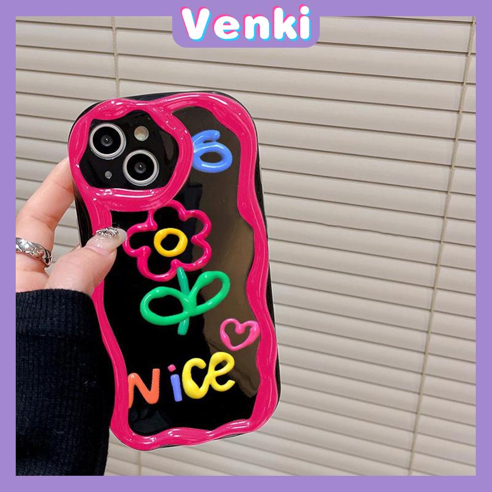 VENKI - For iPhone 11 iPhone Case Black Glossy TPU Soft Case Shockproof Protection Camera Abstract Cartoon Compatible with iPhone 14 13 Pro max 12 Pro Max xr xs max 7Plus 8Plus