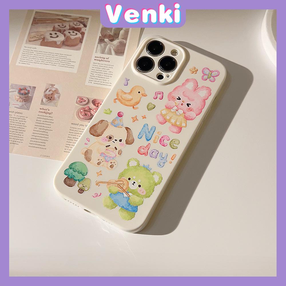 VENKI -For iPhone 11 iPhone Case Cream Glossy Soft Case TPU Shockproof Camera Cover Protection Cute Cartoon Animals Compatible with iPhone 14 13 Pro max 12 Pro Max xr xs max 7 8