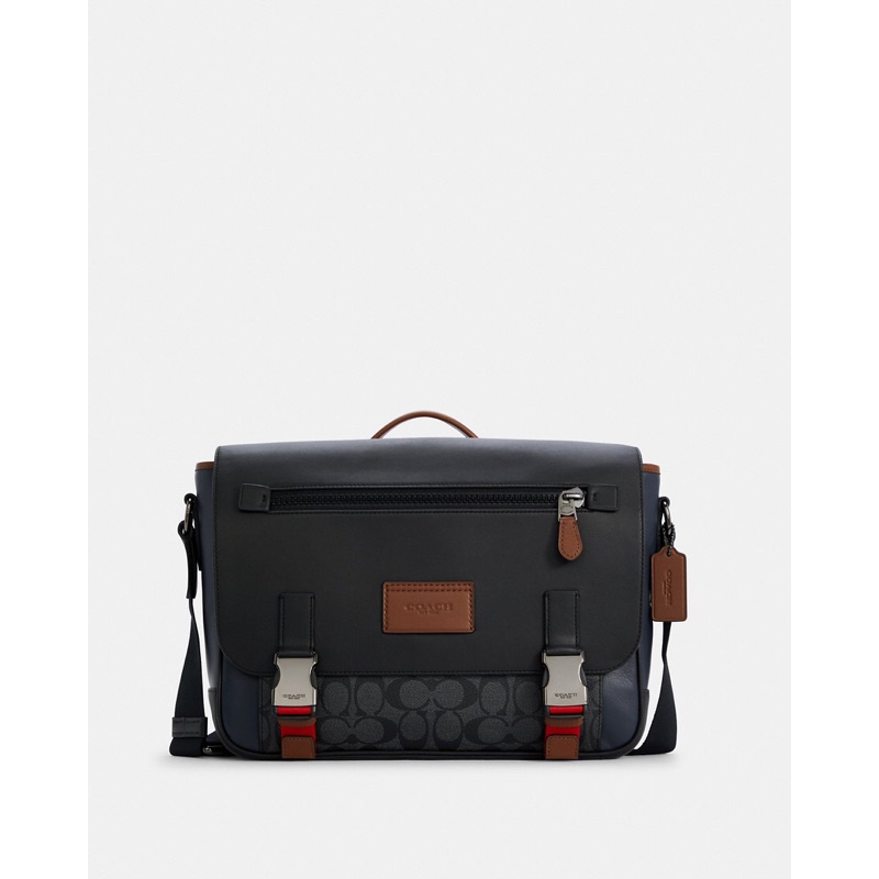 Coach Track Messenger In Colorblock Signature Canvas (C 4142) new arrival