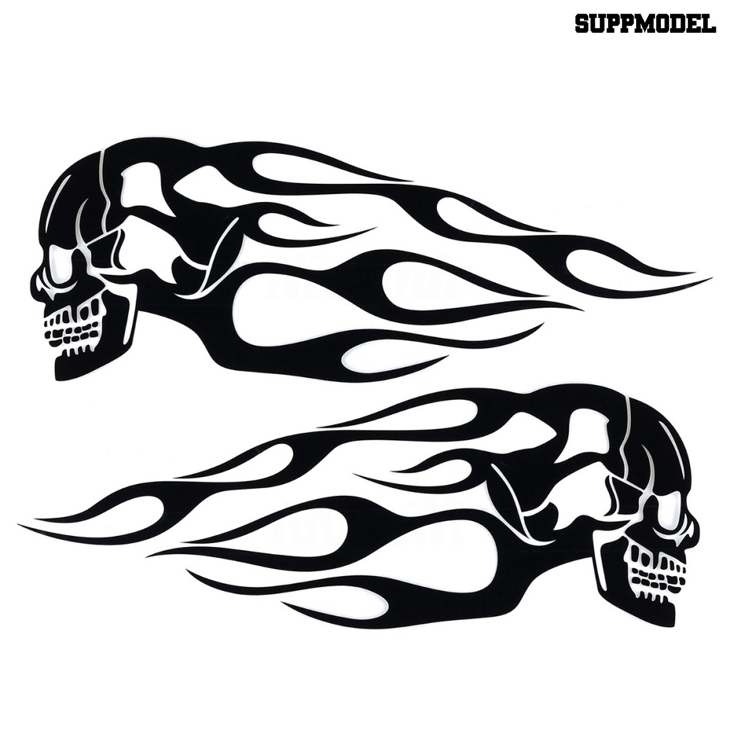 [SM Auto] 2Pcs Universal Motor Motor Tangki Bensin Tengkorak Api Decals Stiker Dekor