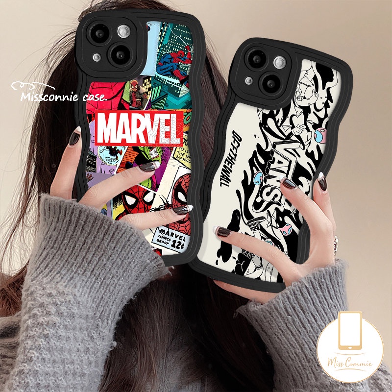 Kartun Anime M.ARVEL Case Untuk Realme C55 C21Y C25 C53 C35 C12 C33 C25Y C11 C25s C20A C3 C30 C15 10 9i 7 5 6i 8 5s 9 5i 8Pro Pro+7i C20 C17 Trendy Merek V.ANS Lembut Bergelombang Tepi Sarung