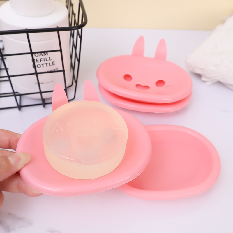 Travel Portable Rabbit Soap Box/Kotak Sabun Lucu Kartun Dengan Lapisan Drainase/Wadah Penyimpanan Piring Sabun Kamar Mandi