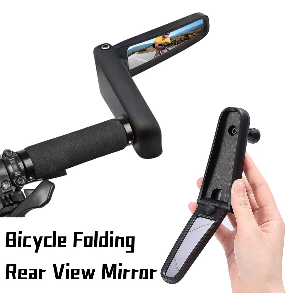 1pc Kaca Spion Grip Lipat Sepeda360° Rotasi Stang Cermin Adjustable Back Sight Reflektor Hidden Sepeda Gunung Back Mirror MTB Safety Konversi Aksesoris