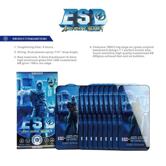 Anti Static Glass ESD Redmi 10/10 5G/10A/10C/7/8/8A Pro/9/9A/9C/A1/Note 8/8Pro/Note 9/9Pro Tempered Glass Anti Debu Tahan Benturan