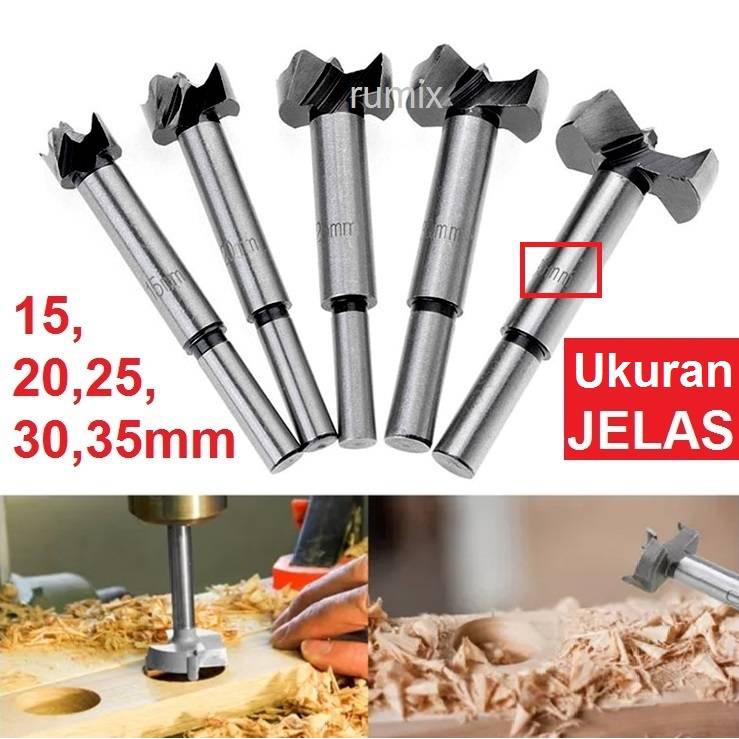 Mata Bor Forstner Bit Pelubang Kayu Engsel Sendok Set isi 5 pcs Wood TCT Wood Hole Saw Set Paket