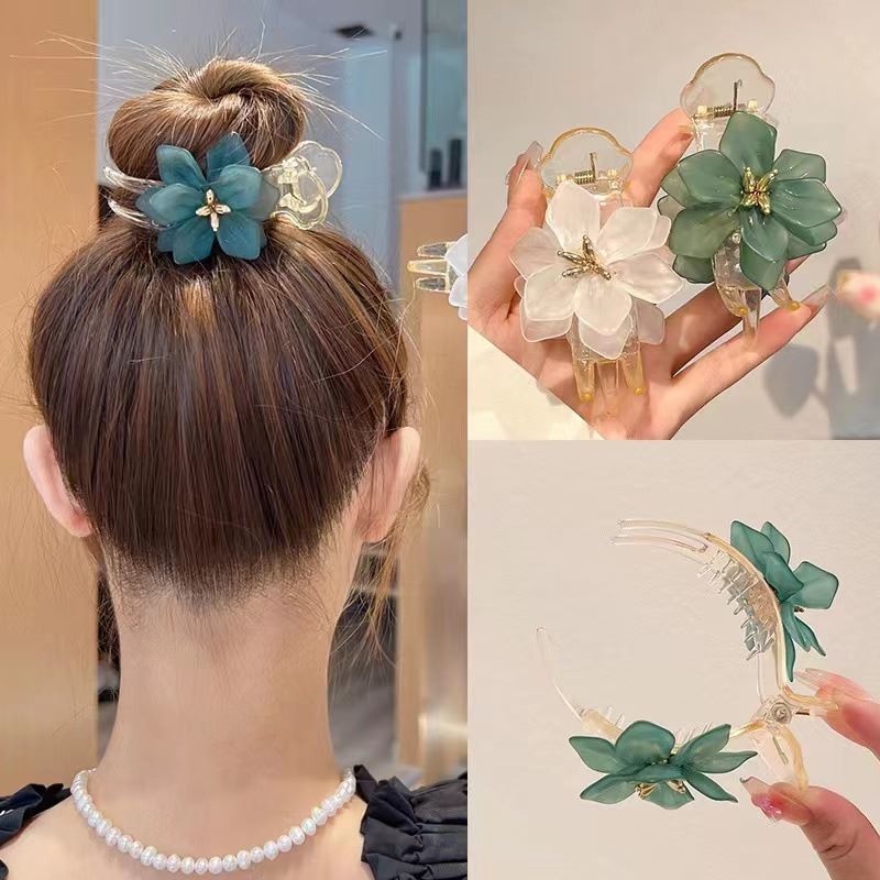 Jepit Rambut Korea Jedai Bunga Camellia Elegan Motif Baru Import 8CM