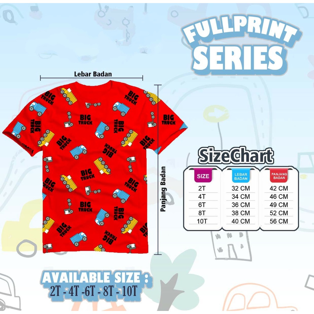 Kaos Anak Laki Cowok Pria Usia 2 3 4 5 6 7 8 Tahun Series Fullprint